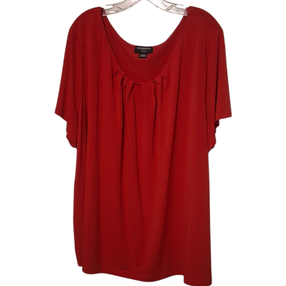Liz Claiborne Red Dolman Sleeve Relaxed Blouse